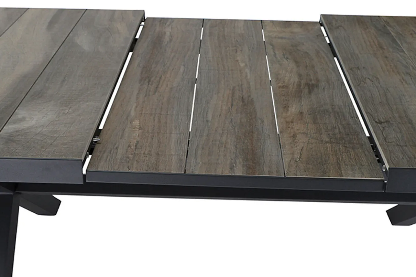 SIENA GARDEN Sincro Ausziehtisch, anthrazit/natur-grau, Alu/Keramik, 200/260 x 100 cm