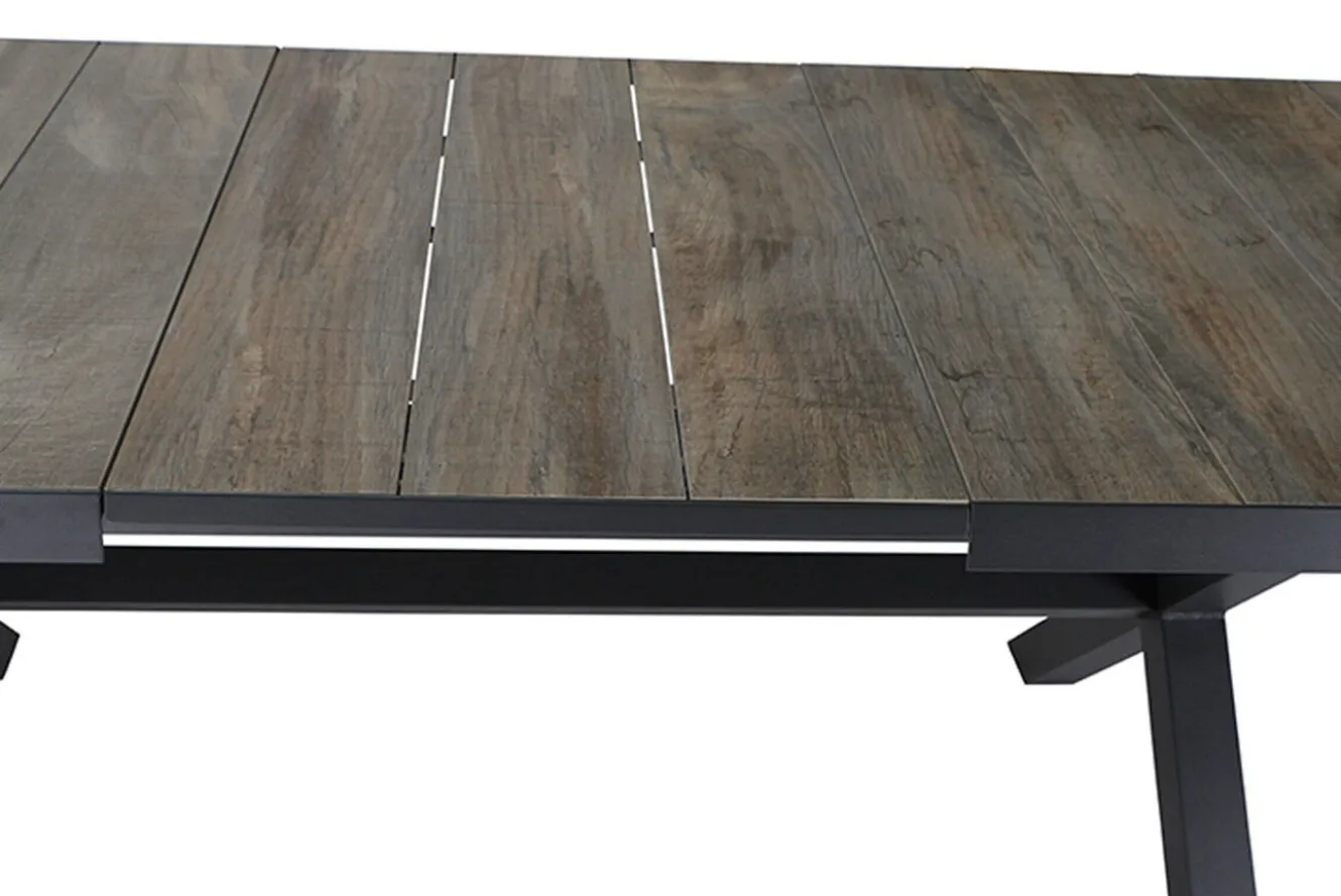 SIENA GARDEN Sincro Ausziehtisch, anthrazit/natur-grau, Alu/Keramik, 200/260 x 100 cm