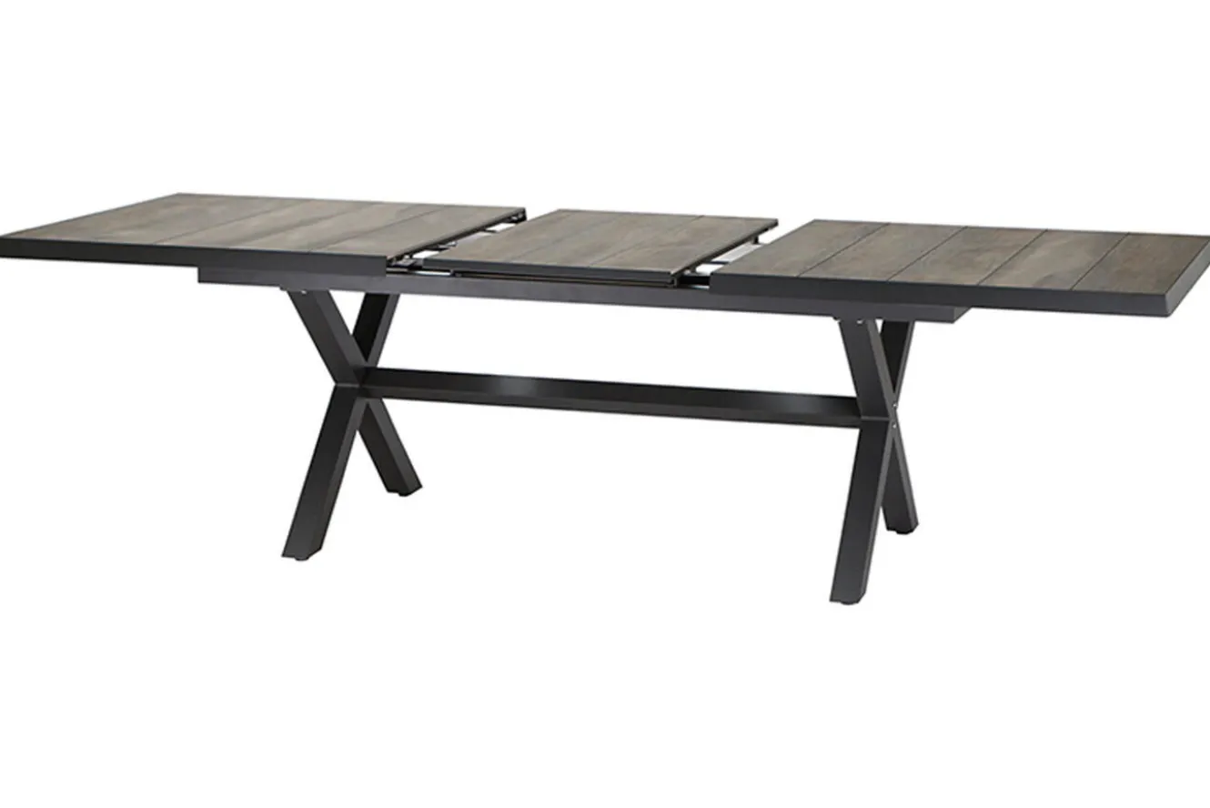 SIENA GARDEN Sincro Ausziehtisch, anthrazit/natur-grau, Alu/Keramik, 200/260 x 100 cm
