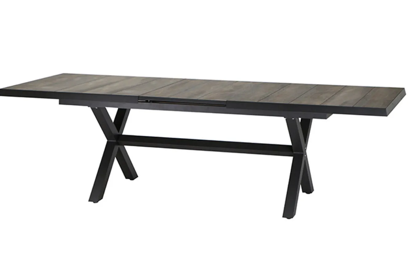 SIENA GARDEN Sincro Ausziehtisch, anthrazit/natur-grau, Alu/Keramik, 200/260 x 100 cm