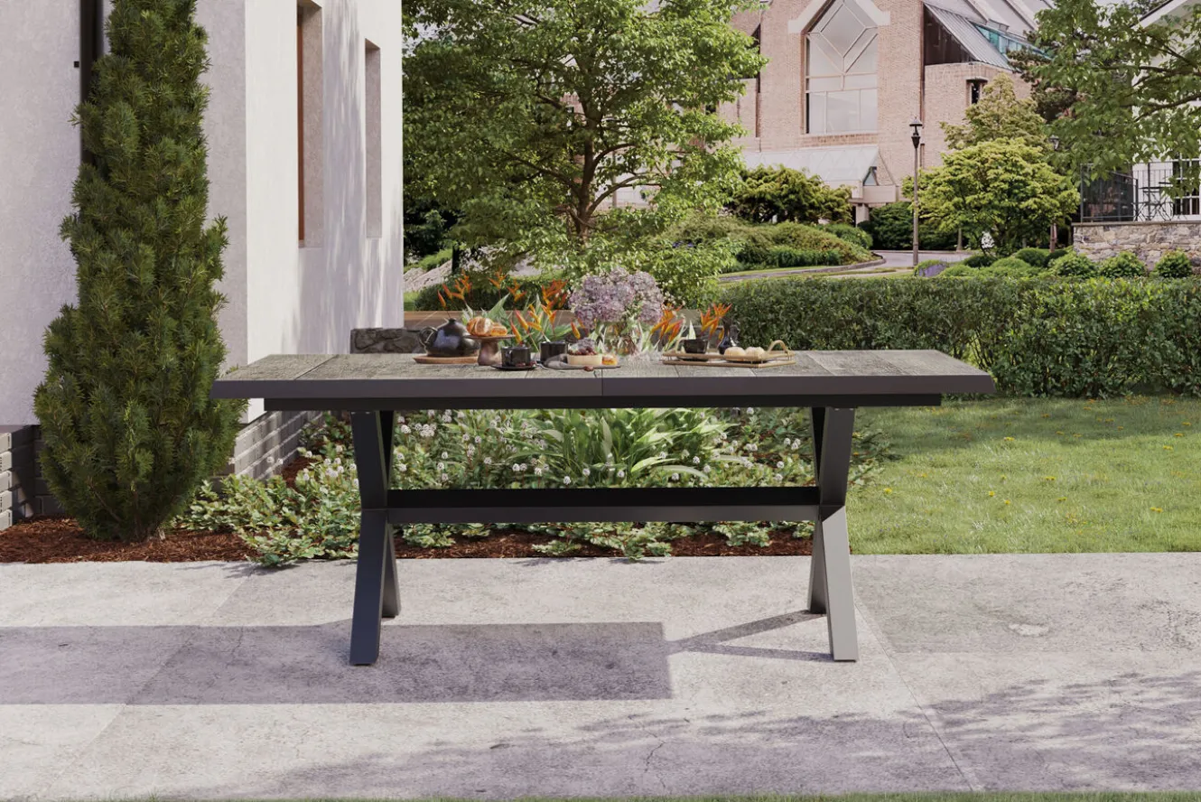 SIENA GARDEN Sincro Ausziehtisch, anthrazit/natur-grau, Alu/Keramik, 200/260 x 100 cm