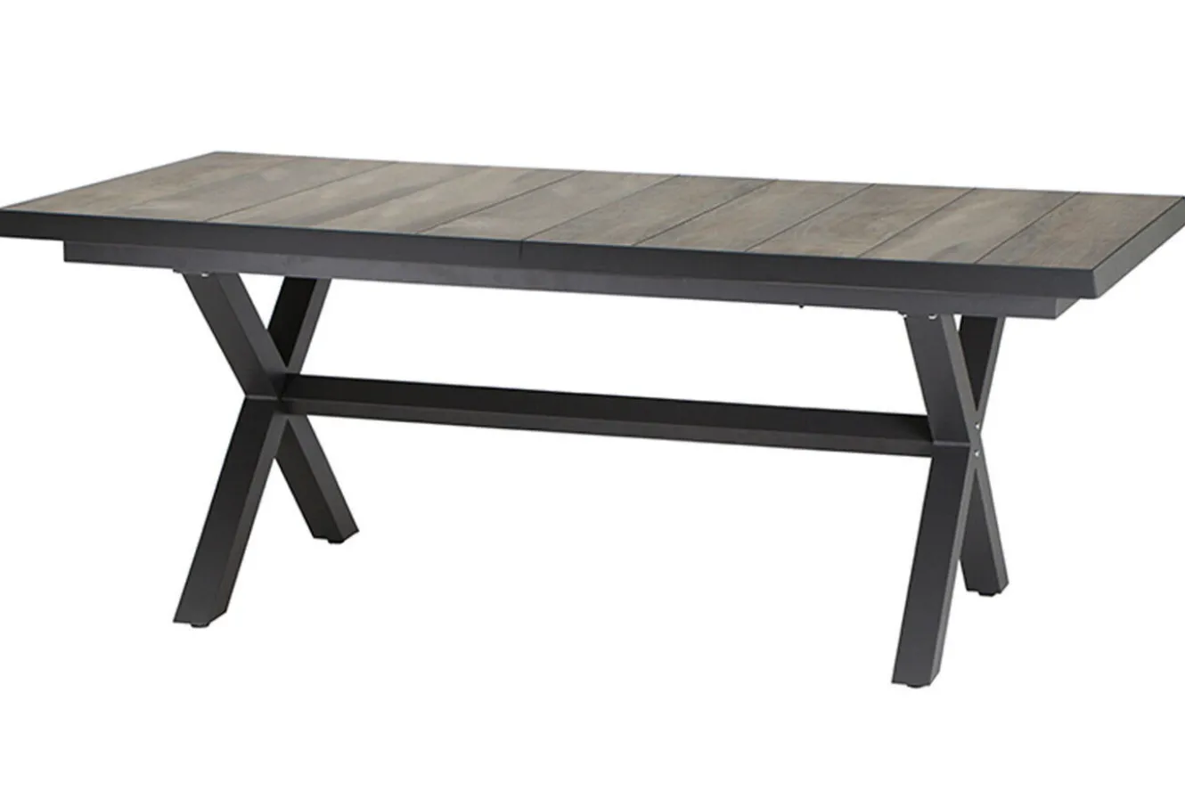 SIENA GARDEN Sincro Ausziehtisch, anthrazit/natur-grau, Alu/Keramik, 200/260 x 100 cm