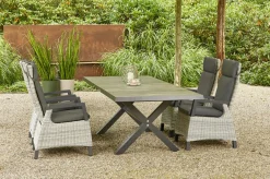SIENA GARDEN Sincro/Corido Garten-Essgruppe, anthrazit/grau, Alu/Geflecht/Keramik, 200/260 x 100 cm, inkl. 4 Diningsessel