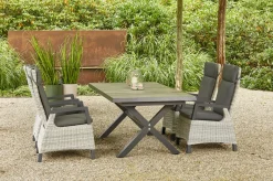 SIENA GARDEN Sincro/Corido Garten-Essgruppe, anthrazit/grau, Alu/Geflecht/Keramik, 200/260 x 100 cm, inkl. 4 Diningsessel