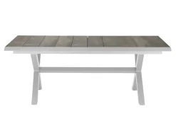 SIENA GARDEN Sincro/Velia Garten-Essgruppe für 8 Personen, matt weiß-grau/washed grey, Alu/Ranotex, ausziehbare Tischplatte aus Keramik, stapelbare Stühle