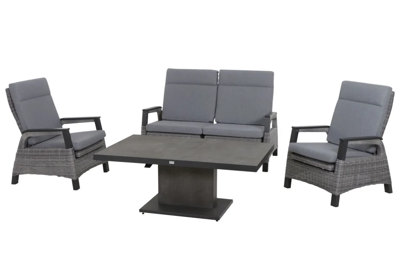 SIENA GARDEN Solea Sofa, anthrazit/blau, Aluminium, 151,5x85x97 cm, stufenlos verstellbar