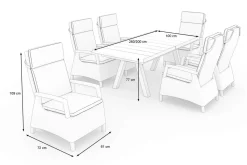 SIENA GARDEN Tirana/Corido Garten-Essgruppe, matt anthrazit, Alu/Edelstahl/Keramik, Ausziehtisch, 6 Sessel