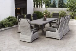 SIENA GARDEN Tirana/Corido Garten-Essgruppe, matt anthrazit, Aluminium/Keramik, Ausziehtisch, 8 Sessel