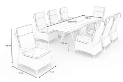 SIENA GARDEN Tirana/Corido Garten-Essgruppe, matt anthrazit, Aluminium/Keramik, Ausziehtisch, 8 Sessel