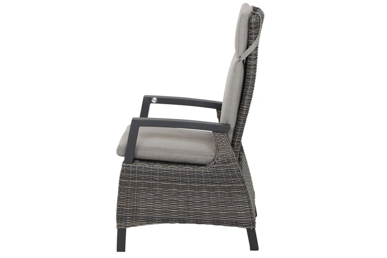 SIENA GARDEN Tirana/Corido Garten-Essgruppe, matt anthrazit, Alu/Polyrattan/Keramik, Ausziehtisch, 6 Dining Sessel