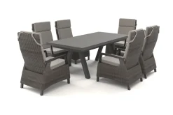 SIENA GARDEN Tirana/Corido Garten-Essgruppe, matt anthrazit, Alu/Polyrattan/Keramik, Ausziehtisch, 6 Dining Sessel