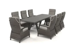 SIENA GARDEN Tirana/Corido Garten-Essgruppe, anthrazit, Aluminium/Keramik/Polyrattan, Ausziehtisch, 8 verstellbare Sessel