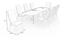 SIENA GARDEN Tirana/Valencia Garten-Essgruppe, matt anthrazit/wood-grey, Aluminium/Keramik, Ausziehtisch, 8 Dining Sessel