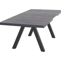 SIENA GARDEN Tirana/Velia Garten-Essgruppe, matt anthrazit/wood-grey, Aluminium/Keramik, Ausziehtisch, 6 Stapelsessel
