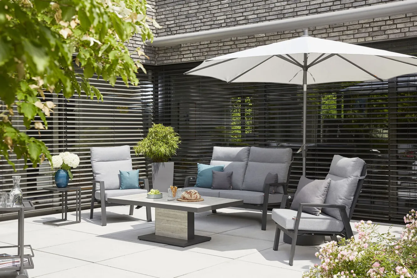 SIENA GARDEN Valencia 2-Sitzer Sofa, anthrazit matt, Alu/Ranotex, 152 x 82 x 99 cm, stufenlos verstellbar, inkl. Kissen
