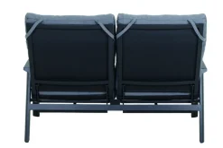 SIENA GARDEN Valencia 2-Sitzer Sofa, anthrazit matt, Alu/Ranotex, 152 x 82 x 99 cm, stufenlos verstellbar, inkl. Kissen