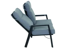SIENA GARDEN Valencia 2-Sitzer Sofa, anthrazit matt, Alu/Ranotex, 152 x 82 x 99 cm, stufenlos verstellbar, inkl. Kissen