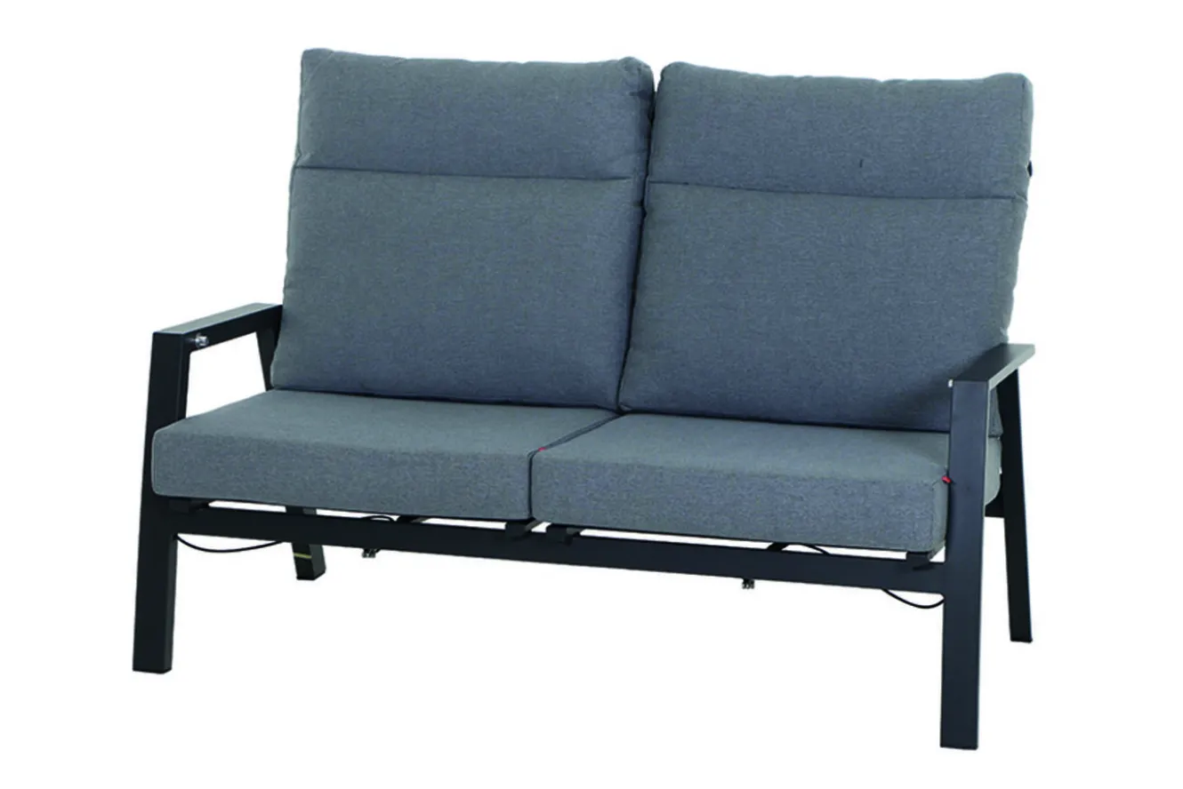 SIENA GARDEN Valencia 2-Sitzer Sofa, anthrazit matt, Alu/Ranotex, 152 x 82 x 99 cm, stufenlos verstellbar, inkl. Kissen