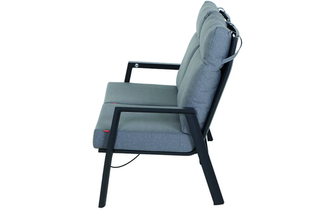 SIENA GARDEN Valencia 2-Sitzer Sofa, anthrazit matt, Alu/Ranotex, 152 x 82 x 99 cm, stufenlos verstellbar, inkl. Kissen