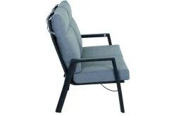 SIENA GARDEN Valencia 2-Sitzer Sofa, anthrazit matt, Alu/Ranotex, 152 x 82 x 99 cm, stufenlos verstellbar, inkl. Kissen