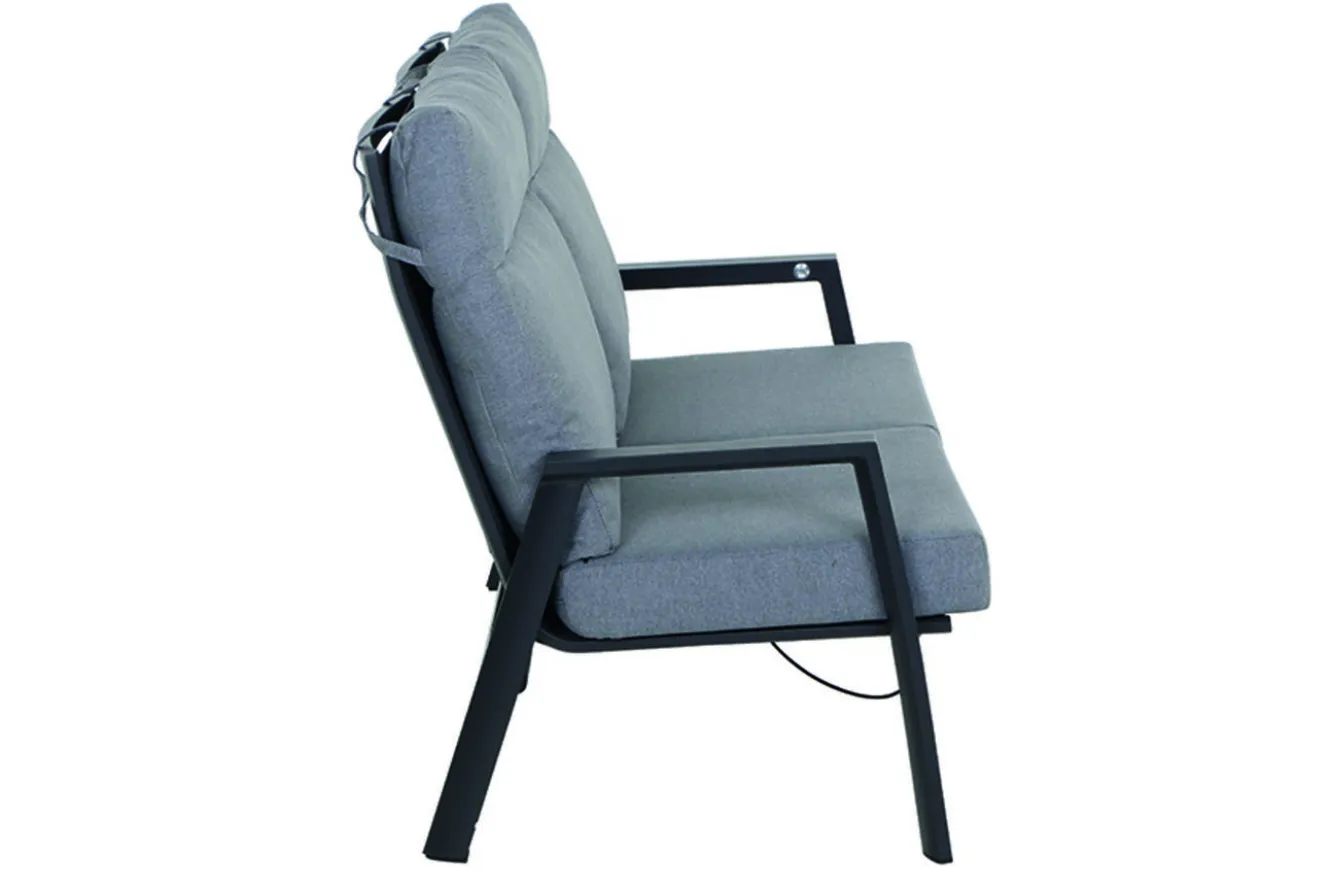 SIENA GARDEN Valencia 2-Sitzer Sofa, anthrazit matt, Alu/Ranotex, 152 x 82 x 99 cm, stufenlos verstellbar, inkl. Kissen