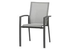 SIENA GARDEN Velia / Silva Garten-Essgruppe, anthrazit/washed grey, Alu/Ranotex/Keramik, 8 Sessel, Tisch 220 x 100 cm