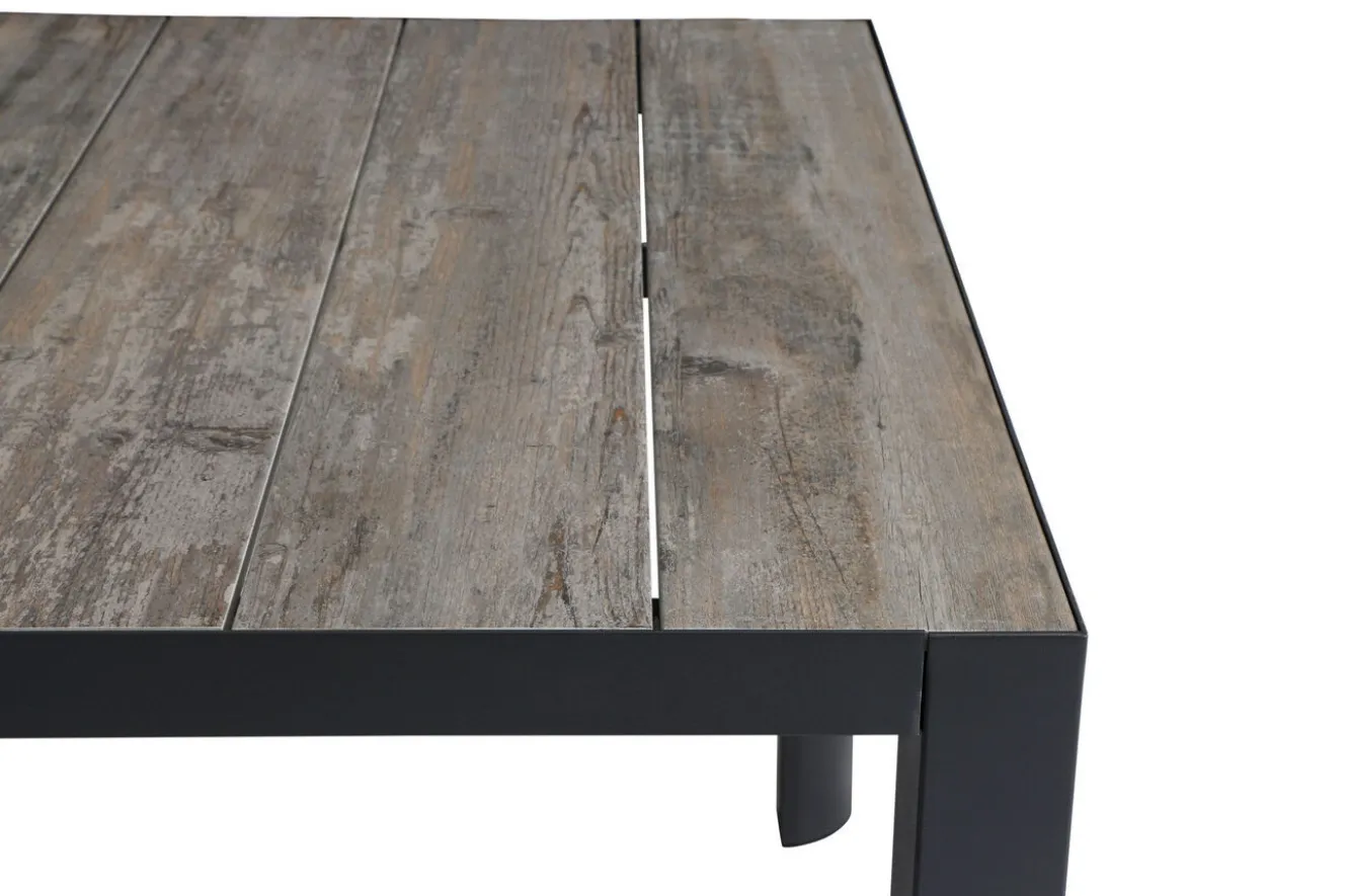 SIENA GARDEN Velia / Silva Garten-Essgruppe, anthrazit/washed grey, Alu/Ranotex/Keramik, 8 Sessel, Tisch 220 x 100 cm