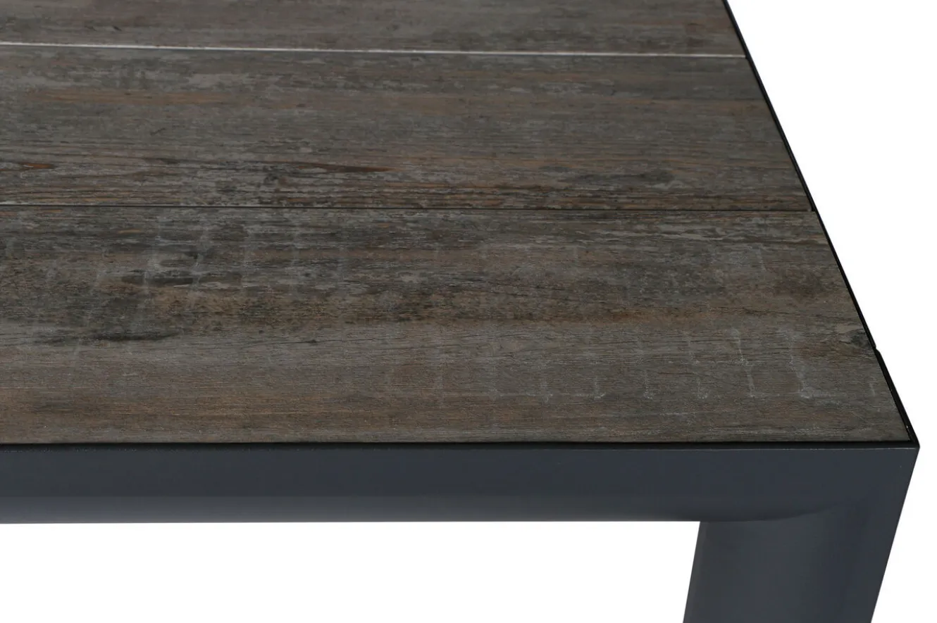 SIENA GARDEN Velia / Silva Garten-Essgruppe, anthrazit/washed grey, Alu/Ranotex/Keramik, 8 Sessel, Tisch 220 x 100 cm