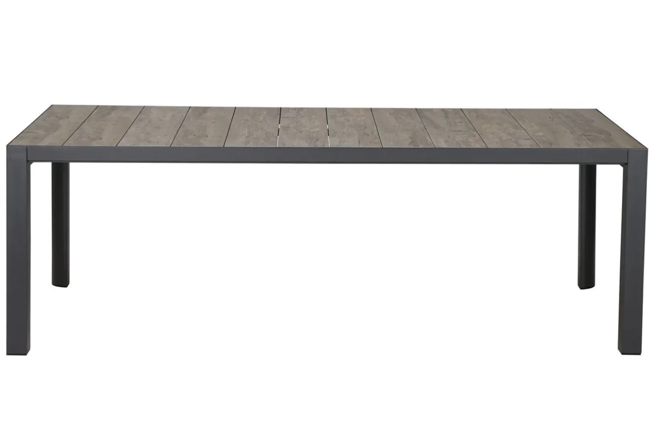 SIENA GARDEN Velia / Silva Garten-Essgruppe, anthrazit/washed grey, Alu/Ranotex/Keramik, 8 Sessel, Tisch 220 x 100 cm