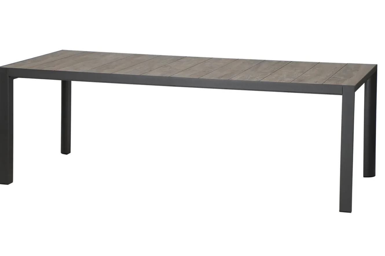 SIENA GARDEN Velia / Silva Garten-Essgruppe, anthrazit/washed grey, Alu/Ranotex/Keramik, 8 Sessel, Tisch 220 x 100 cm