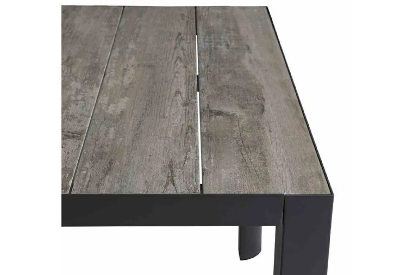 SIENA GARDEN Velia / Silva Garten-Essgruppe, anthrazit/washed grey, Alu/Ranotex/Keramik, 6 Sessel, Tisch 180 x 100 cm