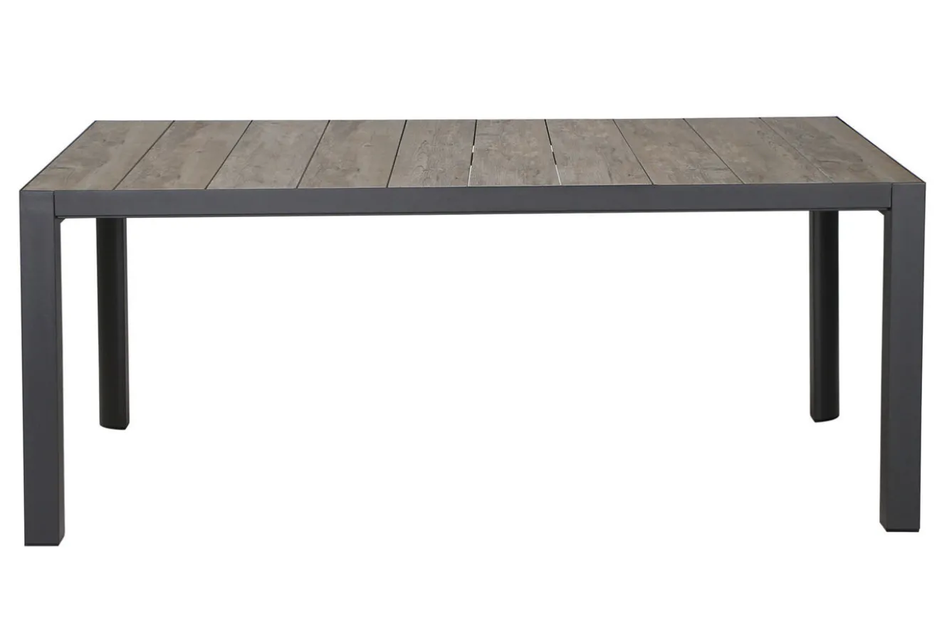 SIENA GARDEN Velia / Silva Garten-Essgruppe, anthrazit/washed grey, Alu/Ranotex/Keramik, 6 Sessel, Tisch 180 x 100 cm
