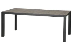 SIENA GARDEN Velia / Silva Garten-Essgruppe, anthrazit/washed grey, Alu/Ranotex/Keramik, 6 Sessel, Tisch 180 x 100 cm