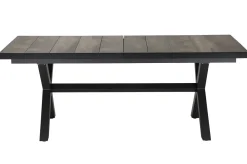 SIENA GARDEN Velia / Sincro Garten-Essgruppe, anthrazit/natur-grau, Alu/Ranotex/Keramik, 6 Sessel, Ausziehtisch 200/260 x 100 cm