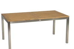 STERN Cardiff Garten-Essgruppe, taupe/grau, Edelstahl/Textil, 162/220 x 90 cm, 6 Pers., Teakholz