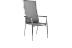 STERN Cardiff Stapelsessel, silbergrau, Edelstahl/Textil/Aluminiumarmlehnen, 68,5x56x110 cm, stapelbar