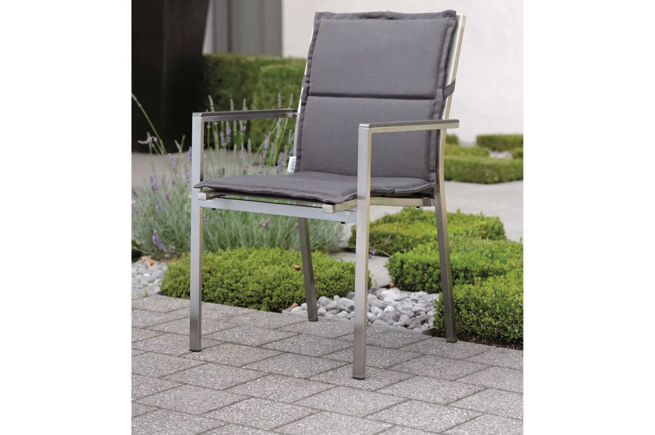 STERN Cardiff Stapelsessel, silbergrau, Edelstahl/Textil/Aluminiumarmlehnen, 61x57x92 cm, stapelbar