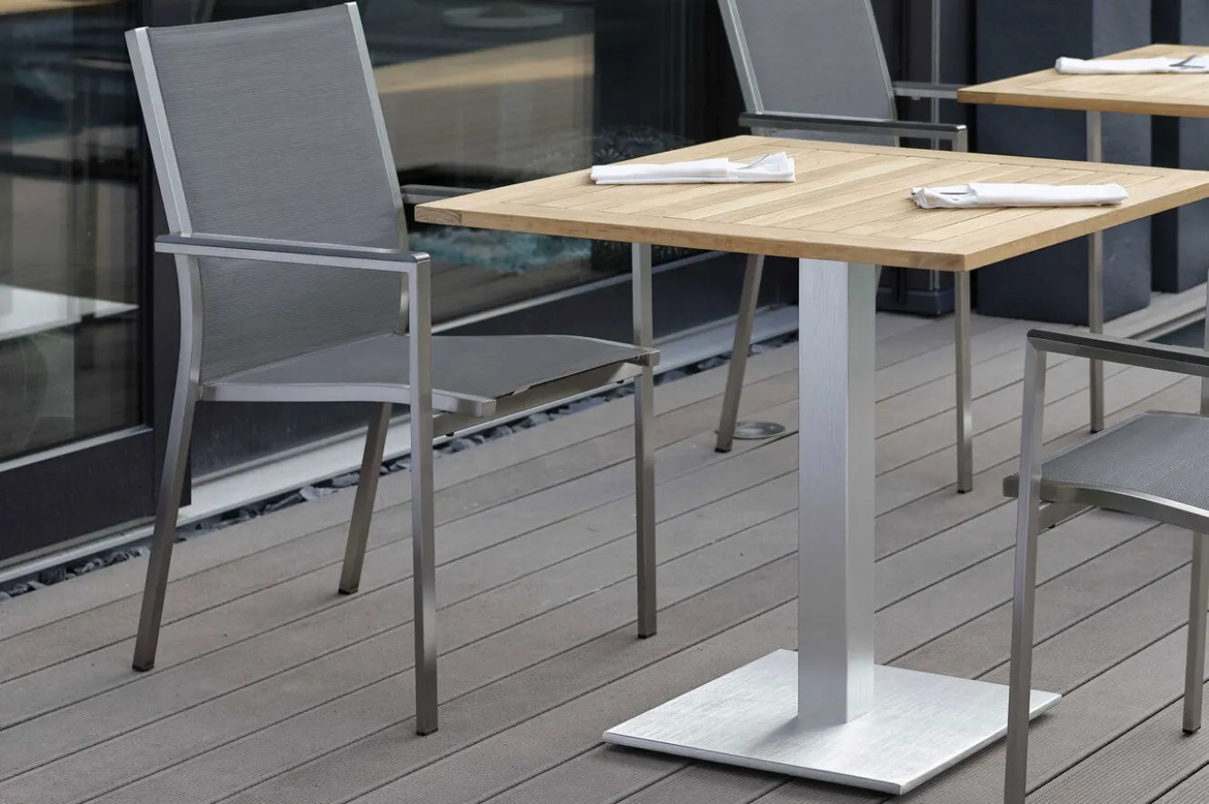 STERN Cardiff Stapelsessel, silbergrau, Edelstahl/Textil/Aluminiumarmlehnen, 61x57x92 cm, stapelbar