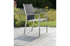 STERN Cardiff Stapelsessel, silbergrau, Edelstahl/Textil/Aluminiumarmlehnen, 61x57x92 cm, stapelbar