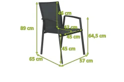 STERN New Top Stapelsessel, anthrazit/karbon, Aluminium/Textil, 65x57x89 cm, pulverbeschichtet, stapelbar