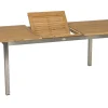 STERN Polaris Garten-Essgruppe, silbergrau, Edelstahl/Textil, 162/220 x 90 cm, 6 Pers., Teakholz