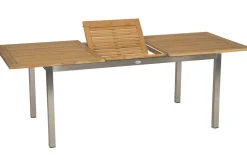 STERN Polaris Garten-Essgruppe, kaschmir, Edelstahl/Teak, Tisch 162/220 x 90 cm, 6 Personen, ausziehbar
