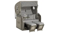 Sunny Smart Rustikal 305 Z Comfort XL Strandkorb, 2-Sitzer, Liegemodell, Pinienholz/PE-Geflecht, inkl. Kissengarnitur