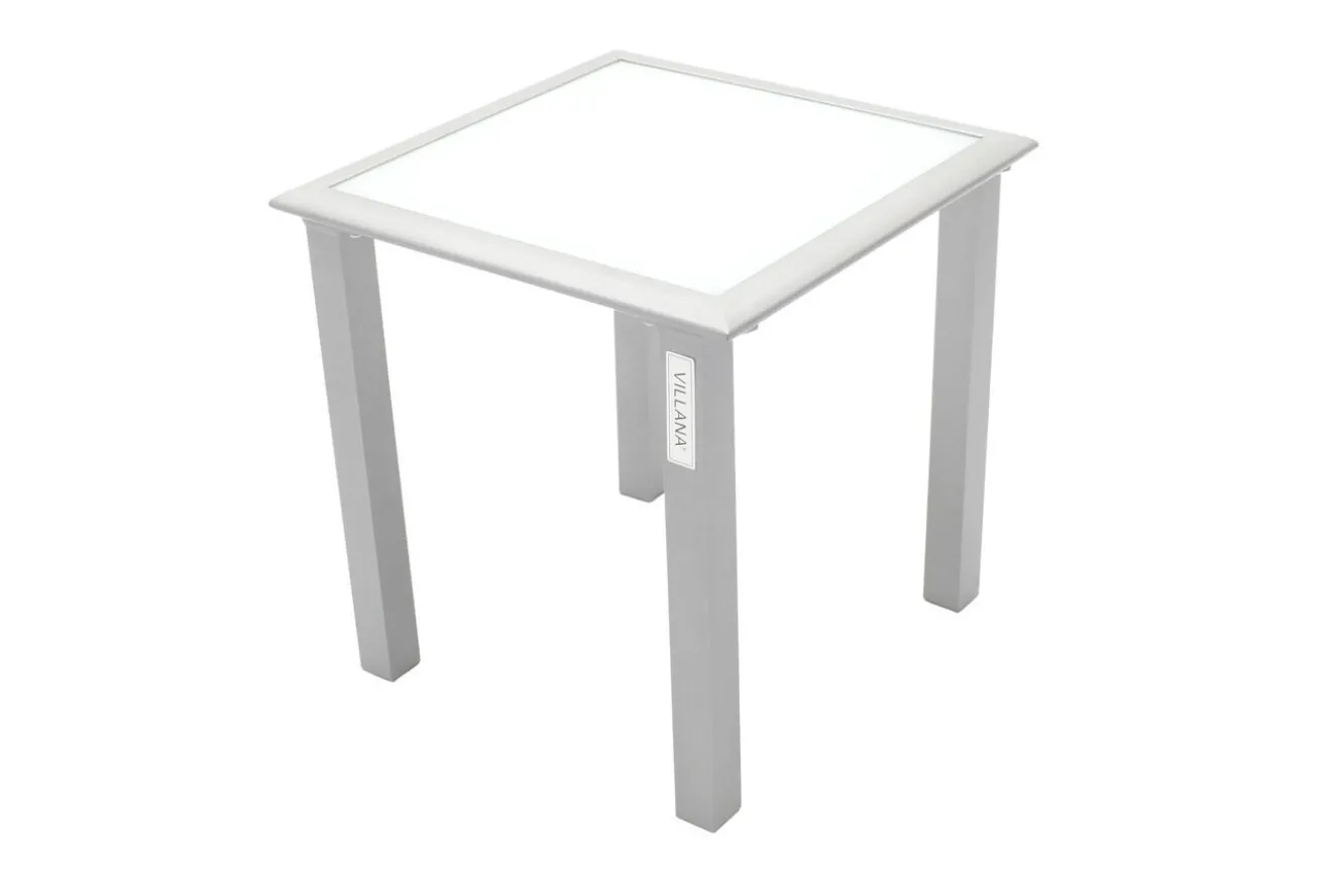 VILLANA 2er-Set Sonnenliegen, silber/schwarz, Alu/Textil, 198x66x32cm, mit Beistelltisch 45x45cm