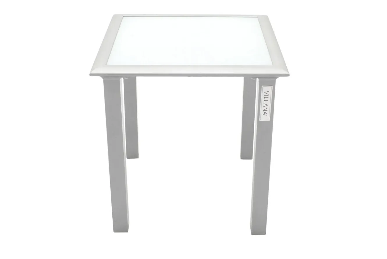 VILLANA 2er-Set Sonnenliegen, silber/schwarz, Alu/Textil, 198x66x32cm, mit Beistelltisch 45x45cm