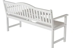 VILLANA Gartenbank, weiß, Akazie, 152 x 59 x 86 cm, 2-3 Personen, Klapptisch-Funktion, FSC®-zertifiziertes Produkt