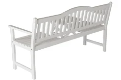 VILLANA Gartenbank, weiß, Akazie, 152 x 59 x 86 cm, 2-3 Personen, Klapptisch-Funktion, FSC®-zertifiziertes Produkt