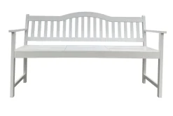 VILLANA Gartenbank, weiß, Akazie, 152 x 59 x 86 cm, 2-3 Personen, Klapptisch-Funktion, FSC®-zertifiziertes Produkt