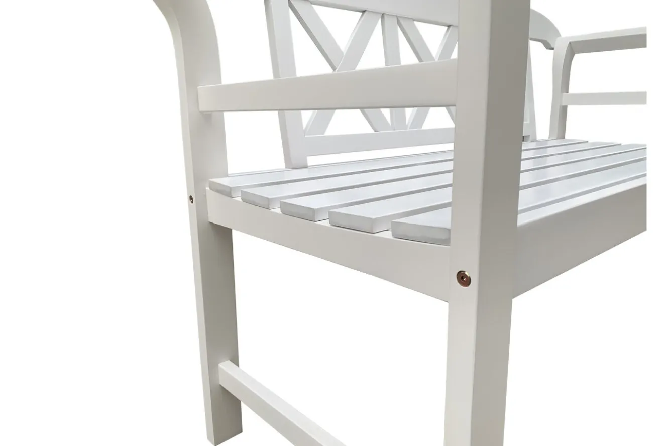 VILLANA Gartenbank, weiß, Akazie, 128 x 54 x 81 cm, 2 Personen, FSC®-zertifiziertes Produkt