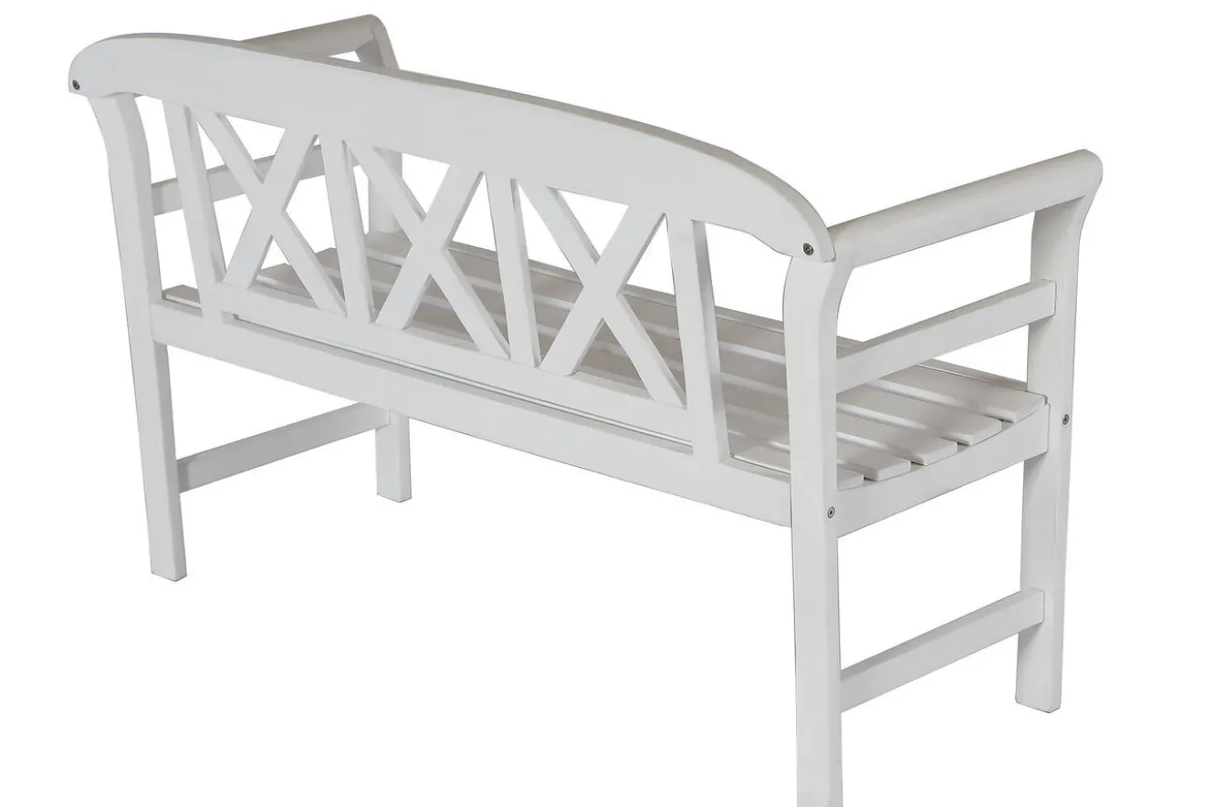 VILLANA Gartenbank, weiß, Akazie, 128 x 54 x 81 cm, 2 Personen, FSC®-zertifiziertes Produkt